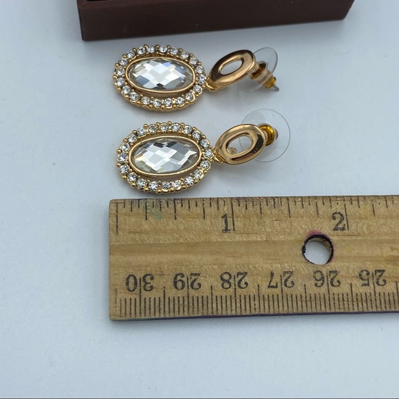 NEW Cat Eye Jewels Cubic Zirconia Dangle Stud Pierced Earrings - Picture 4 of 12